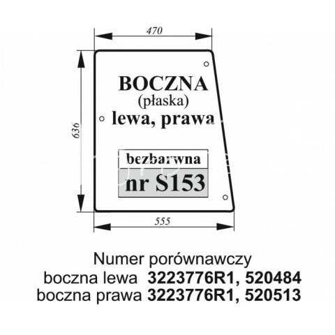 Szyba boczna Case bezbarwna płaska lewa/prawa Szyba boczna Case bezbarwna płaska lewa/prawa