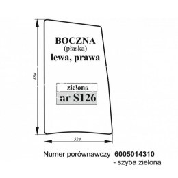Szyba boczna Claas Renault płaska zielona
