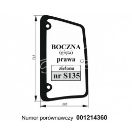 Szyba boczna Deutz-Fahr Lamborgini Same prawa gięta zielona