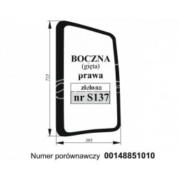Szyba boczna Deutz-Fahr Lamborgini Same prawa gięta zielona
