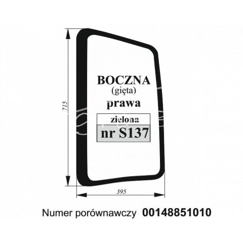 Szyba boczna Deutz-Fahr Lamborgini Same prawa gięta zielona Szyba boczna Deutz-Fahr Lamborgini Same prawa gięta zielona