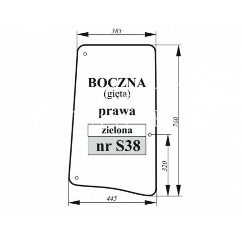 Szyba boczna John Deere gięta zielona Szyba boczna John Deere gięta zielona
