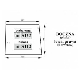 Szyba boczna lewa, prawa John Deere bezbarwana