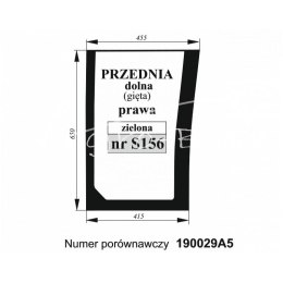 Szyba przednia Case gięta zielona prawa