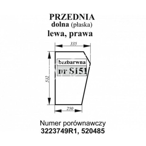 Szyba przednia dolna Case bezbarwna Szyba przednia dolna Case bezbarwna