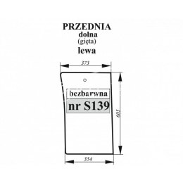 Szyba przednia dolna lewa gięta Fiat