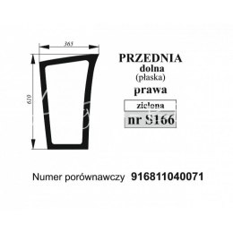 Szyba przednia dolna prawa Fendt płaska zielona