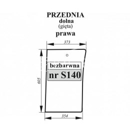 Szyba przednia dolna prawa Fiat gięta bezbarwna