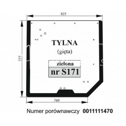 Szyba tylna Claas gięta zielona