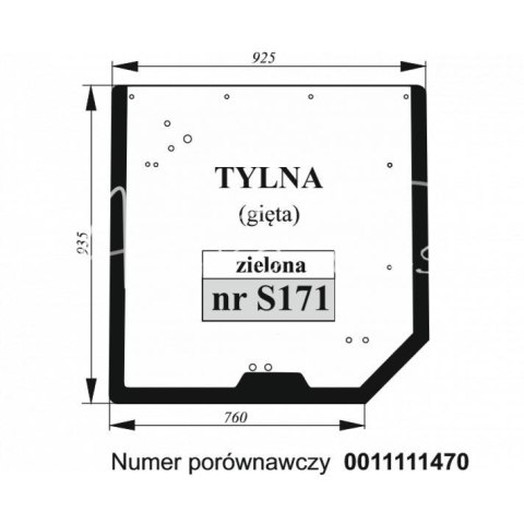 Szyba tylna Claas gięta zielona