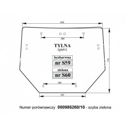 Szyba tylna Deutz-Fahr, Lamborghini bezbarwna gięta 0.009.8626.0