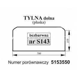Szyba tylna dolna Fiat bezbarwna