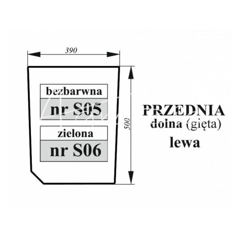 Szyba przednia dolna lewa Zetor Proxima BEZBARWNA Szyba przednia dolna lewa Zetor Proxima BEZBARWNA