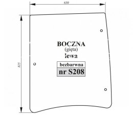 Szyba boczna lewa Farmer gięta bezbarwna