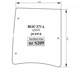 Szyba boczna prawa FARMER gięta , bezbarwna