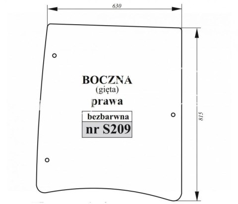 Szyba boczna prawa FARMER gięta , bezbarwna Szyba boczna prawa FARMER gięta , bezbarwna
