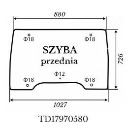 Szyba przednia Kubota L5040 zielona 1027*726mm