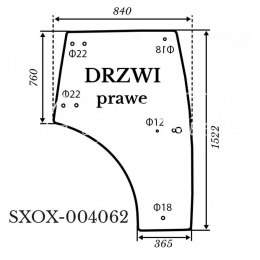 Szyba drzwi prawa Kubota L4100 zielona 816*1522