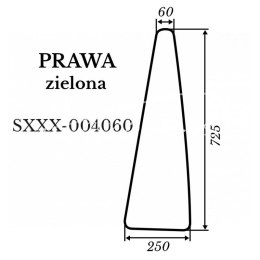 Szyba prawa Kubota L4100 zielona 250*725 mm
