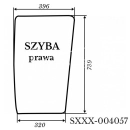 Szyba prawa Kubota L4100 zielona 396*739