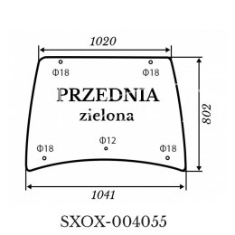 Szyba przednia Kubota L4100 zielona 1041*802