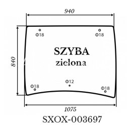 Szyba przednia Kubota L5040 zielona 1075*840