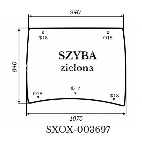 Szyba przednia Kubota L5040 zielona 1075*840 Szyba przednia Kubota L5040 zielona 1075*840