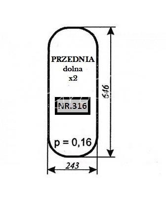 Szyba przednia dolna MF-235 Szyba przednia dolna MF-235