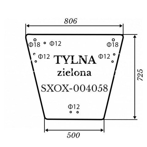Szyba tylna Kubota L4100 zielona 806*725 Szyba tylna Kubota L4100 zielona 806*725