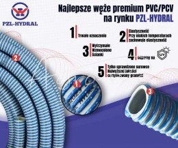Wąż asenizacyjny PVC/PCV ssawno - tłoczący DN32 ( sprzedawany na krązki 30m ) Premium PZL HYDRAL
