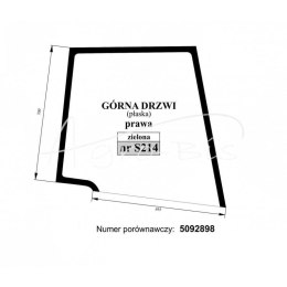 Szyba drzwi górna prawa zielona New Holland
