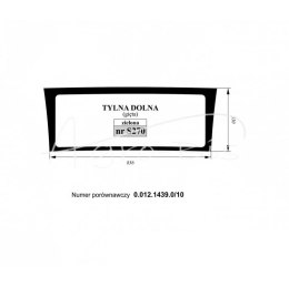 Szyba tylna dolna gięta zielona Deutz Fahr 0.01214390/10