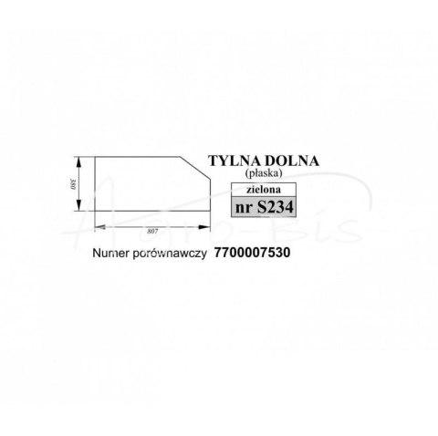 Szyba tylna dolna zielona Renault Szyba tylna dolna zielona Renault
