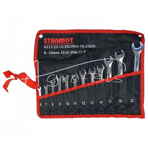 Komplet zestaw kluczy oczkowo - płaskich 6-22mm CR-V chromowy 12 elementów Komplet zestaw kluczy oczkowo - płaskich 6-22mm CR-V chromowy 12 elementów
