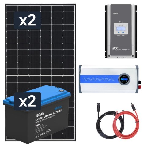 ELEKTROWNIA SŁONECZNA 910WP Z AKUMULATOREM - ZASILANIE 230V MOC 2000W + MPPT ELEKTROWNIA SŁONECZNA 910WP Z AKUMULATOREM - ZASILANIE 230V MOC 2000W + MPPT