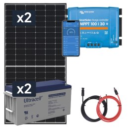 Panel słoneczny 2x455W i akumulator żelowy 2x150Ah z regulatorem MPPT 24V