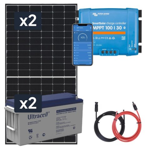 Panel słoneczny 2x455W i akumulator żelowy 2x150Ah z regulatorem MPPT 24V Panel słoneczny 2x455W i akumulator żelowy 2x150Ah z regulatorem MPPT 24V