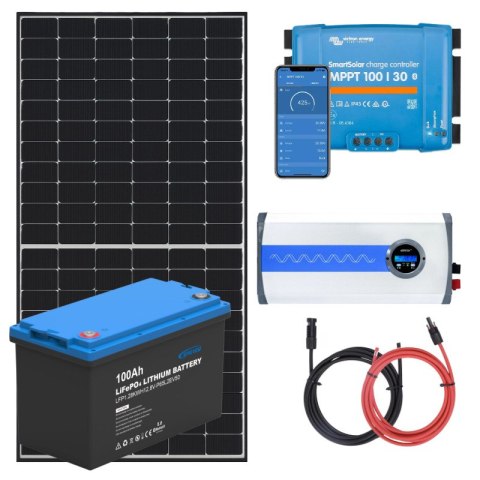 Zestaw PV 455W, akumulator LiFePO4 100Ah, regulator MPPT i przetwornica