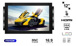 Monitor dotykowy open frame led 12cali z wejściem vga hdmi bnc