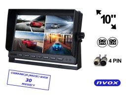 Monitor lcd 10cali z obsługa do 4 kamer 4pin 12v 24v