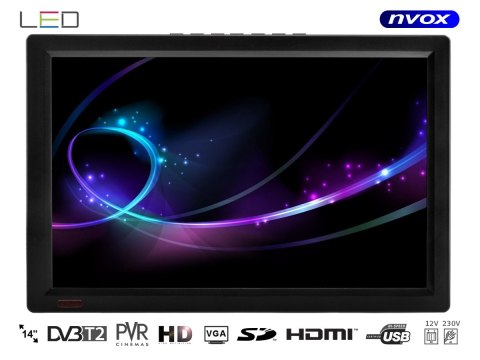 Telewizor przenośny turystyczny samochodowy led 14cali